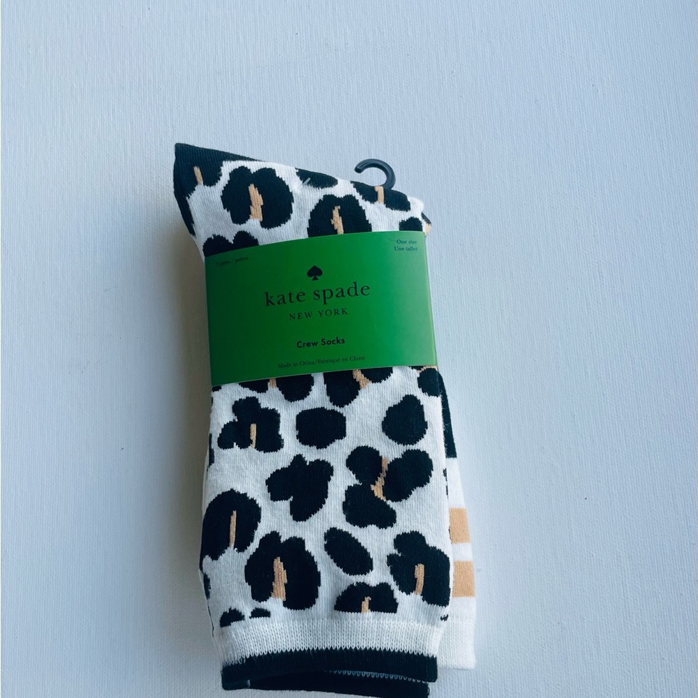 Kate Spade Crew Socks Leopard, Logo & Cream Strip